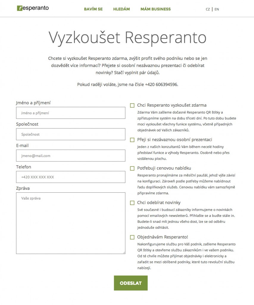 Resperanto – Vyzkoušet