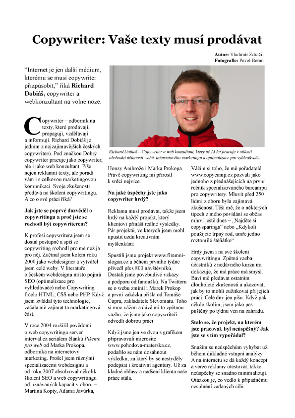 Rozhovor s Dobrým copywriterem 1. část